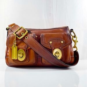 Coach Legacy Distressed Saddle Brown Turnlock Satchel Shoulder Bag